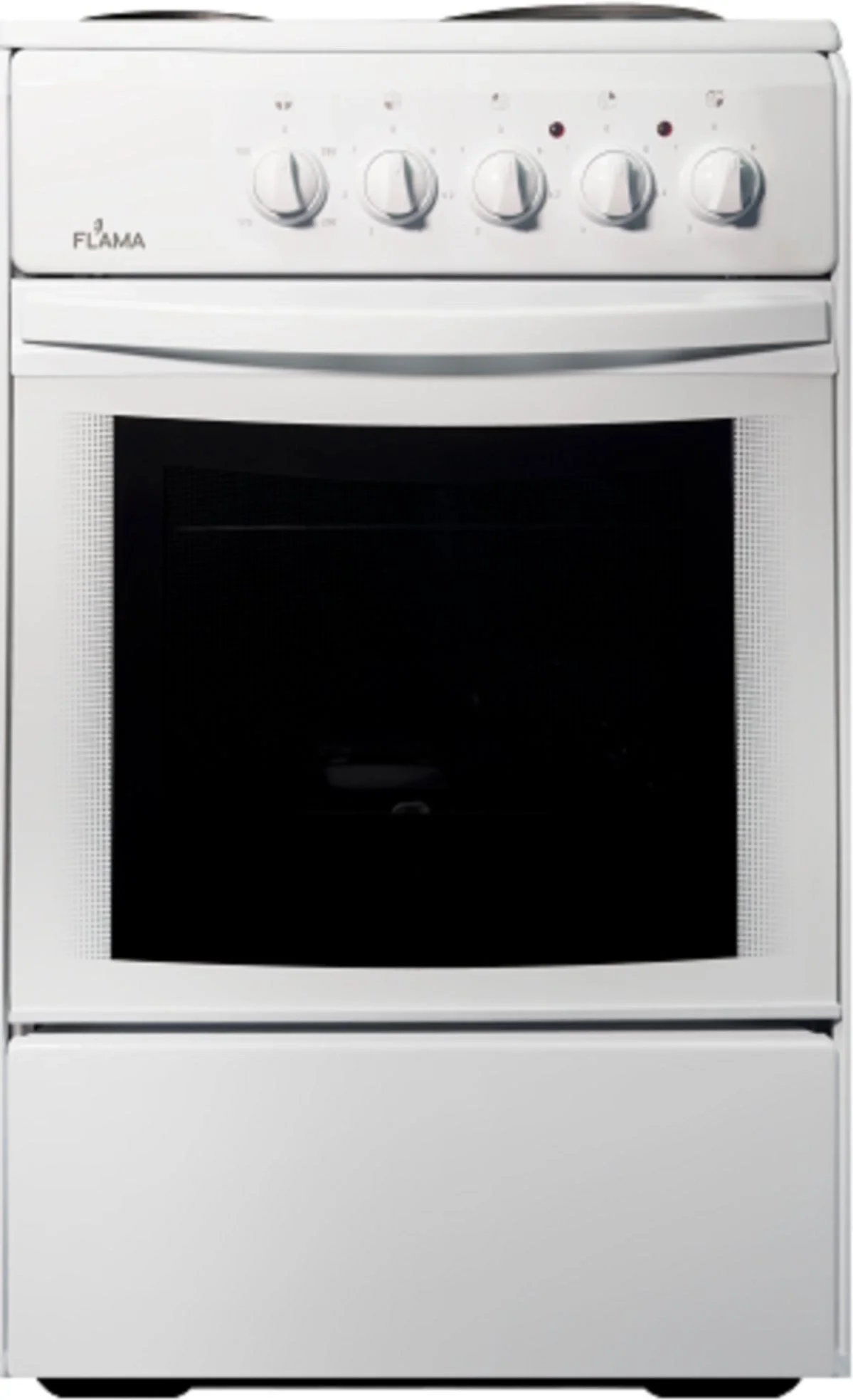 Плита электрическая Flama AE 1406 W белый, конфорок 4 электрических, духовка 50 л, 50 см x 85 см x 60 см