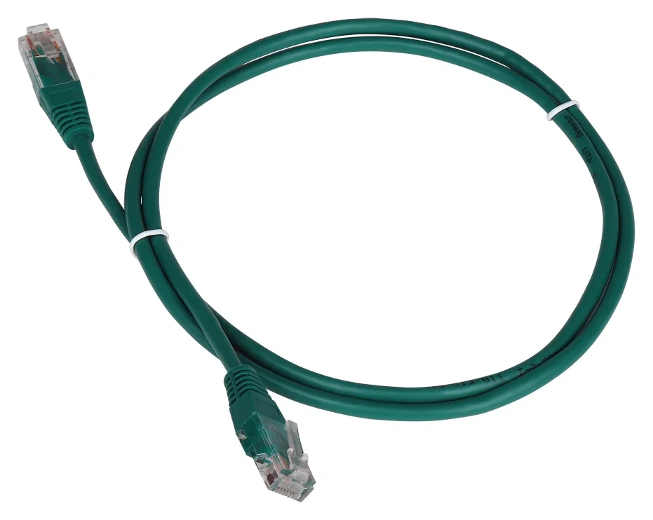 Патч-корд LANMASTER - TWT, UTP, кат. 5e, 2 x RJ-45, RJ-45 - RJ-45, ПВХ, зелёный, 1 м, с заливными колпачками, TWT-45-45-1.0-GN
