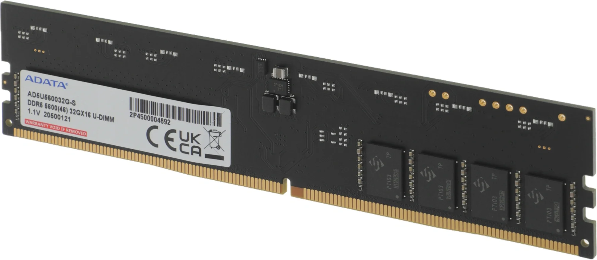 Оперативная память для компьютера 32Gb (1x32Gb) PC5-44800 5600MHz DDR5 DIMM Unbuffered CL46 A-Data AD5U560032G-S