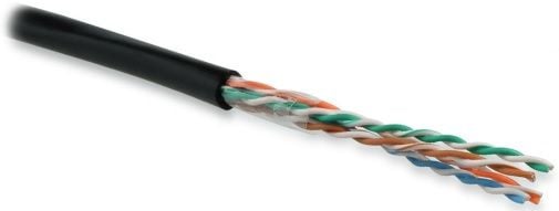(UTP4-C5E-SOLID-OUTDOOR-40-100) Кабель витая пара, неэкранированный U/UTP, категория 5e, 4 пары (24 AWG), одножильный(solid), внешний, PE, -40°C - +60°C, черный Hyperline