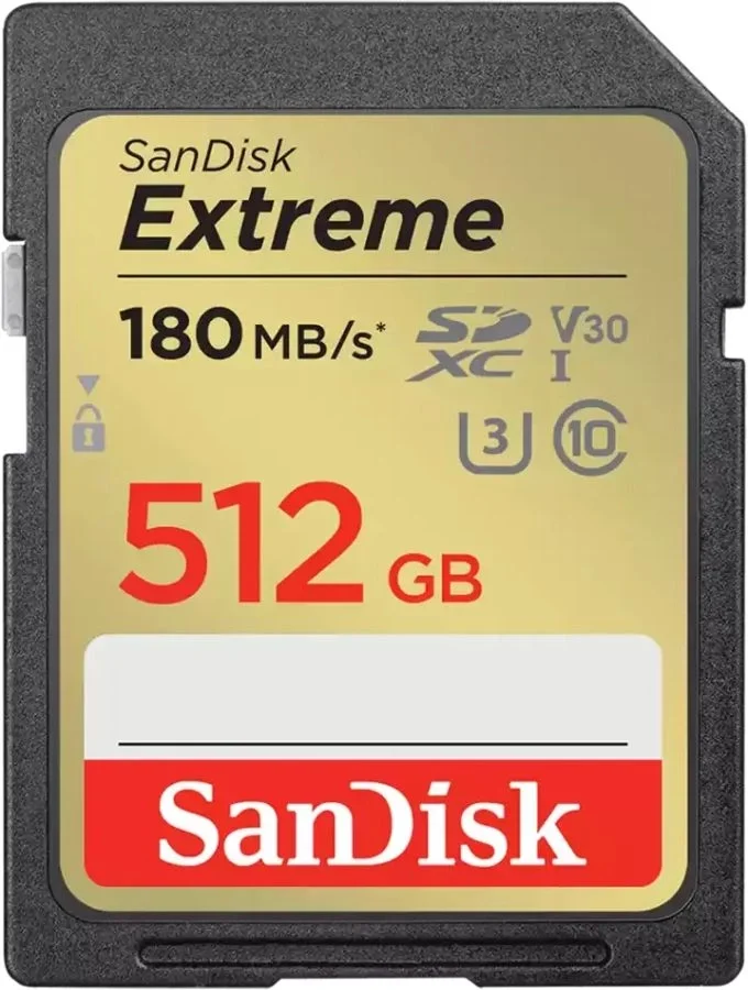 SecureDigital 512GB SanDisk Extreme UHS-I Class 3 (U3) V30 180/130 MB/s <SDSDXVV-512G-GNCIN>