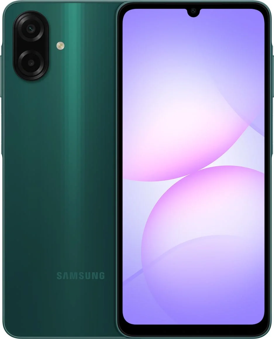 Смартфон Samsung SM-A075F Galaxy A07 128Gb 6Gb зеленый моноблок 3G 4G 2Sim 6.7" 720x1600 Android 15 50Mpix 802.11 a/b/g/n/ac GPS GSM900/1800 GSM1900 Protect microSD max2048Gb