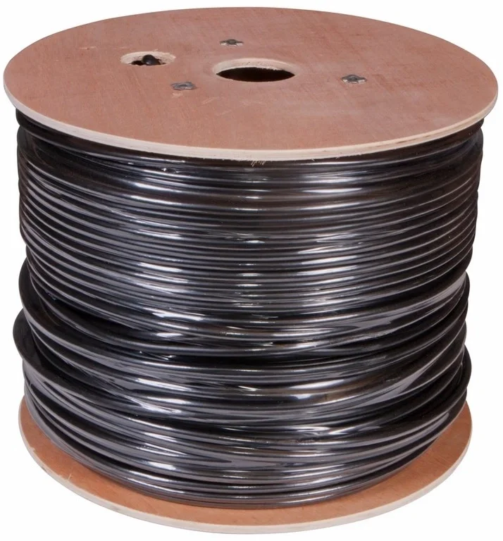 Кабель витая пара F/UTP, CAT 5e, PE, 4PR, 24AWG, OUTDOOR, SOLID, черный, 305м (барабан), REXANT (01-0146)