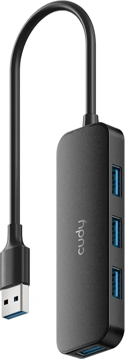 Концентратор CUDY  UH40A  4-Port USB-A 3 0 Hub USB-A to 4-Port USB-A 3.0 Hub, Plastic housing,  1 USB-A 3.0 5Gbps male connecter with 20cm cable, 4 USB-A 3.0 5Gbps Ports, compatible with MacBook, Mac Pro, Mac mini, iMac, Surface Pro, XPS, PC, Flash Drive, Mobile HDD. Charging Not Supported