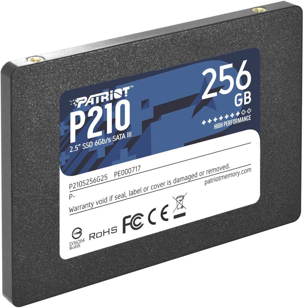Диск SSD PATRIOT - P210, для ноутбука, 2.5", 256 ГБ, SATA, 6 Гб/с, speed write-400МБ/с read-500МБ/с, P210S256G25