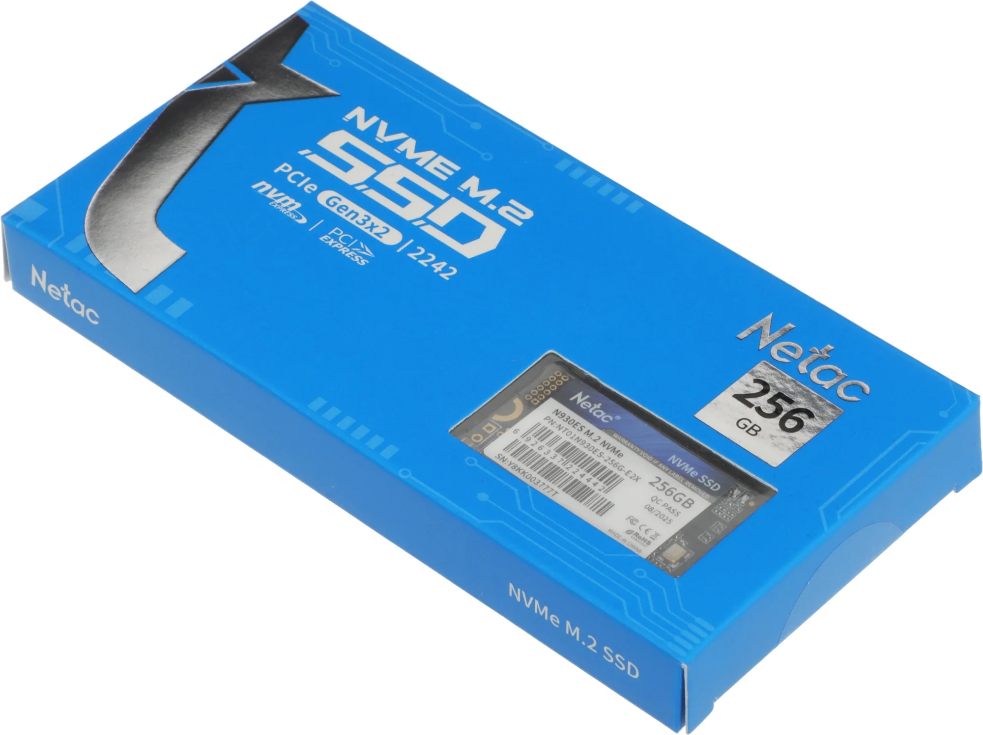 SSD накопитель Netac SSD N930ES 256GB PCIe 3 x2 M.2 2242 NVMe 3D NAND, R/W up to 1650/1260MB/s, IOPS(R4K) 130K/170K, TBW 150TB, 3y wty