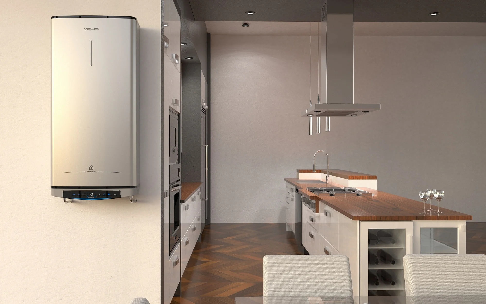 Водонагреватель Ariston Velis Lux Inox PW ABSE WIFI 100 2.5кВт 100л электрический настенный/серый