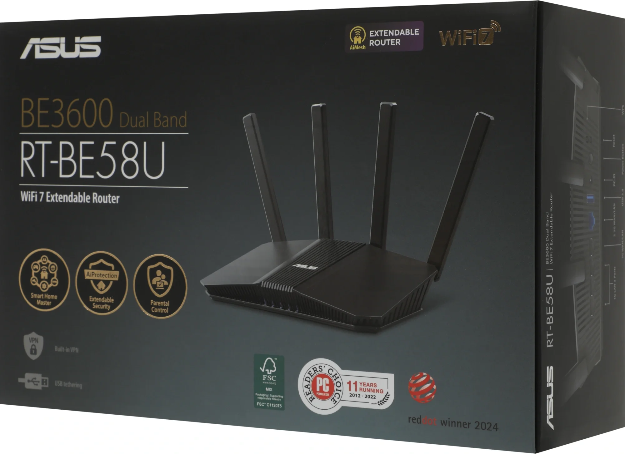 Роутер беспроводной Asus RT-BE58U BE3600 100/1000/2500BASE-T черный