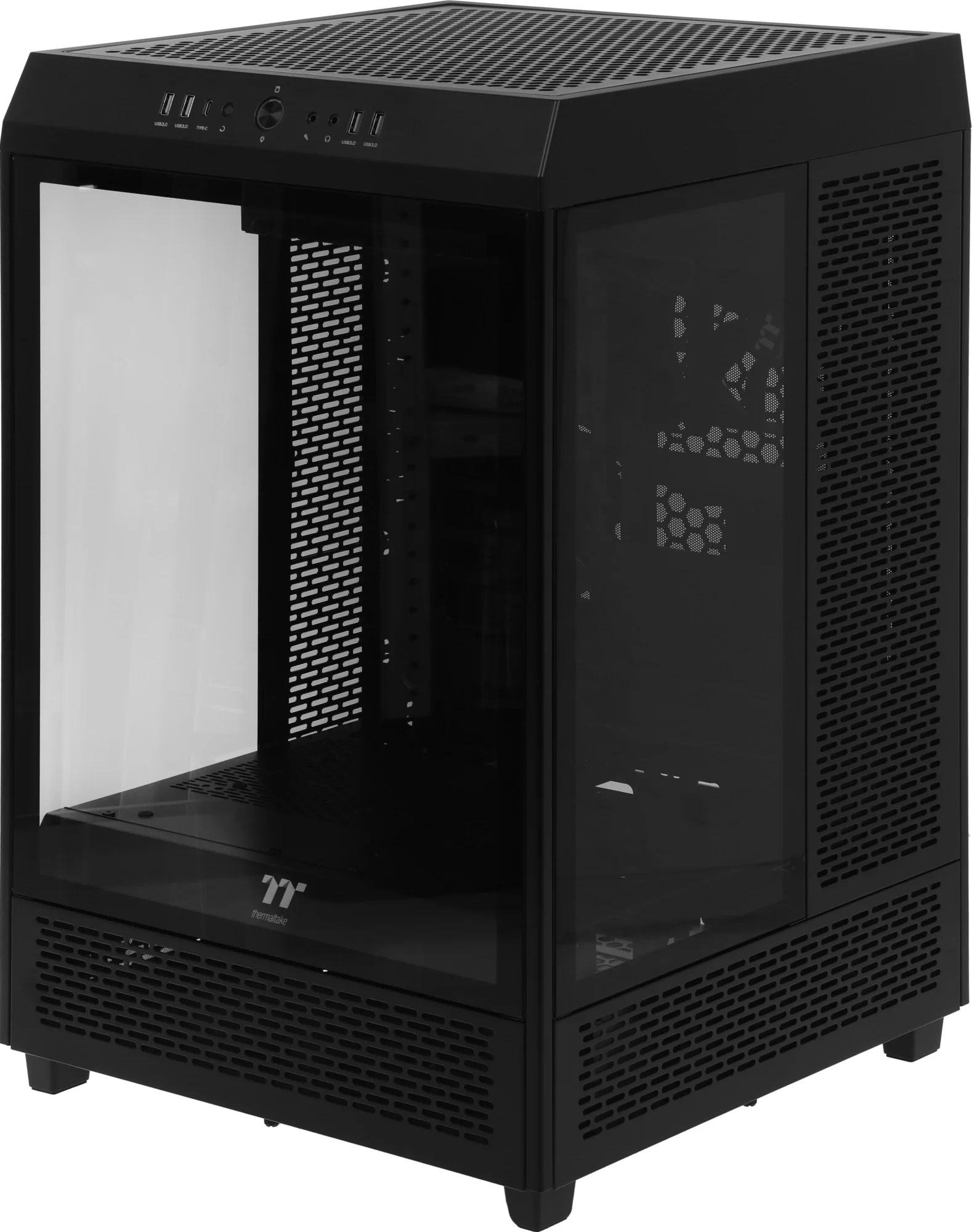 Корпус Thermaltake The Tower 500 CA-1X1-00M1WN-00 Black,Win,SPCC,Tempered Glass*3/120mm Standard Fan*2, USB 3.0 x 2, CA-1X1-00M1WN-00 USB 2.0 x 2, HD Audio x 1, CPU 180mm, VGA 278mm(with HDD rack) 420mm(without HDD rack)