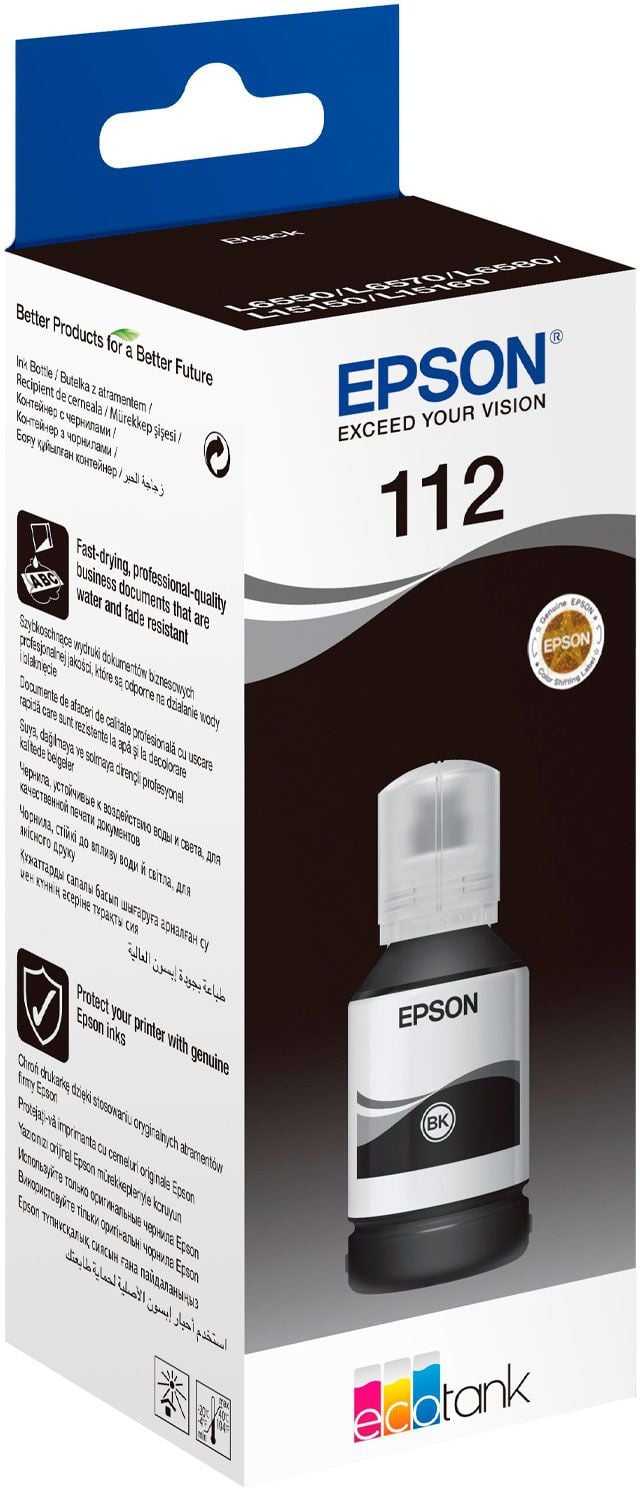 Чернила Epson 112, 127мл, черный, оригинальные для Epson L6550/L6570/L6580/L15150/L15160 (C13T06C14A)