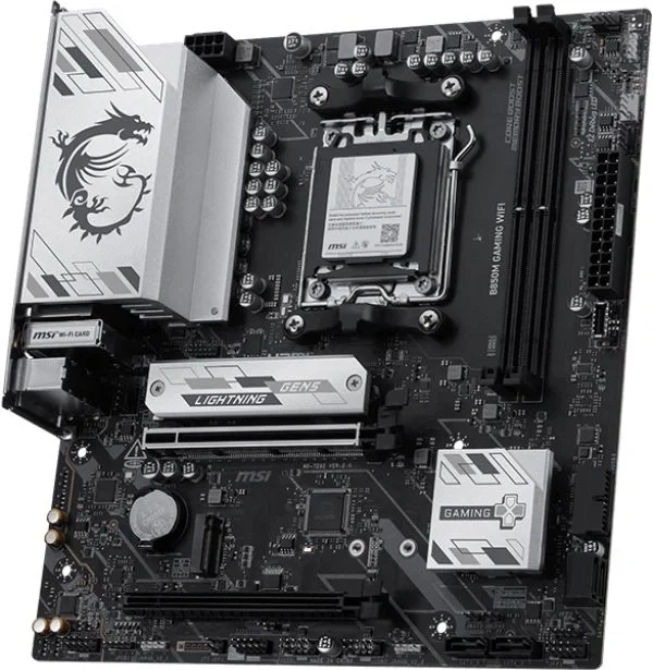 Материнская плата MSI B850M GAMING WIFI, AM5, AMD B850, 2xDDR5, 4xSATA, 2xM.2, 1xPCIe 5.0 x16, 1xPCIe 4.0 x16, 1xDP, 1xHDMI, 1x2.5Gb LAN, Wi-Fi 7, Bluetooth 5.4, 1xUSB-C 10Gbps, 3xUSB-A 5Gbps, 2xUSB-A 2.0, 2x3.5 мм, 7.1, mATX