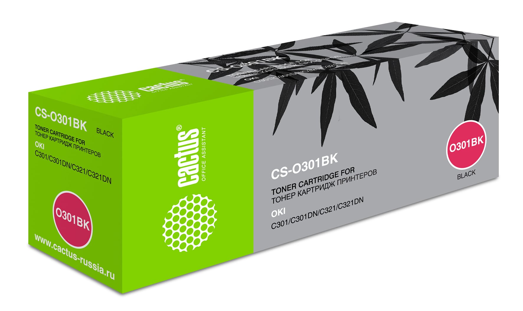 -/ Картридж лазерный Cactus 44973544 CS-O301BK 44973544 черный (2200стр.) для Oki C301/321