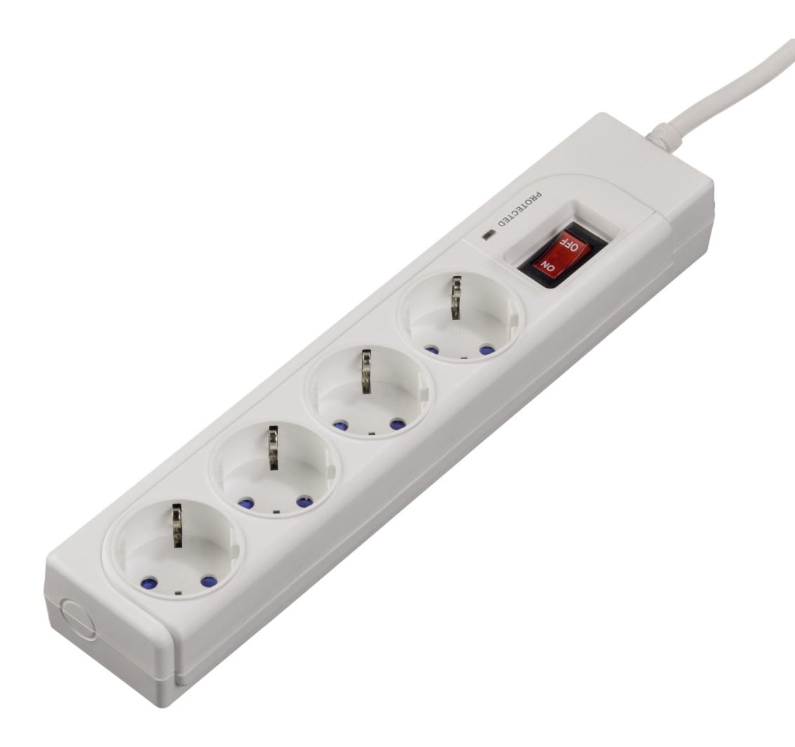 Удлинитель Hama 00121939, 1.5 м, 4 розетки Schuko, белый