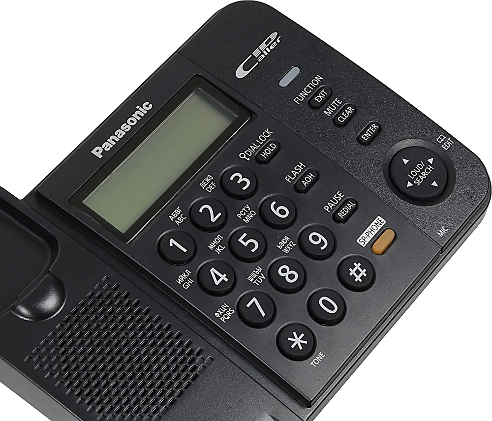 Проводной телефон Panasonic - KX-TS2358RU, 1-line, phone book 50 numbers, LCD, caller ID, spikerphone, mic mute, ring led, clock, wall mount, чёрный, KX-TS2358RUB