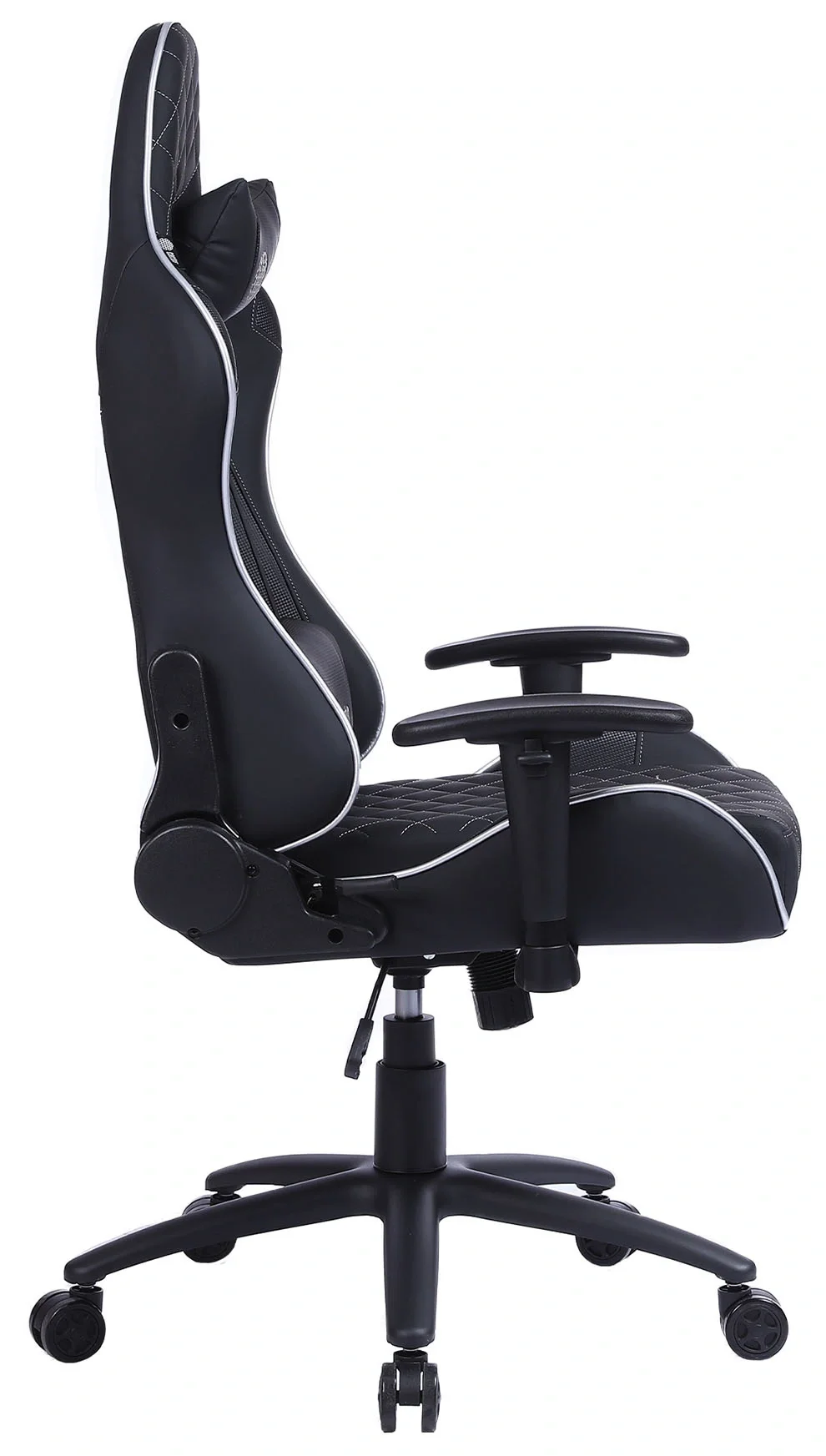 Кресло игровое Cactus CS-CHR-030 черный/серебристый экокожа с подголов. крестов. сталь