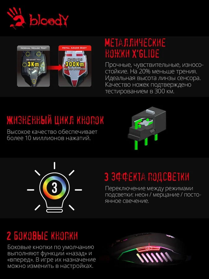 Мышь A4Tech Bloody Q80 черный оптическая 6200dpi USB 8but (Q80 BLACK)