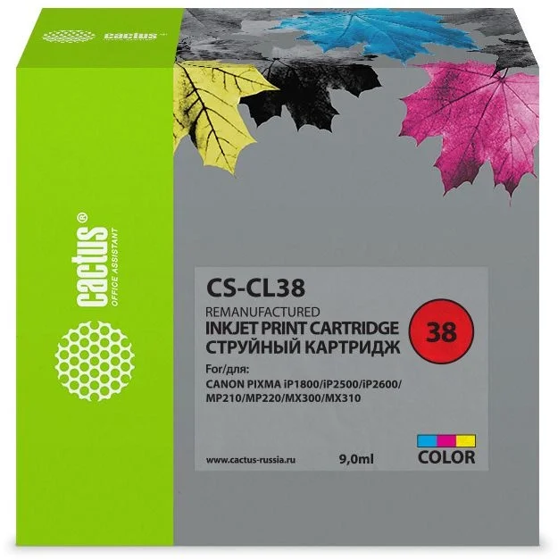 Картридж струйный Cactus CS-CL38, многоцветный, 9мл, для Canon Pixma