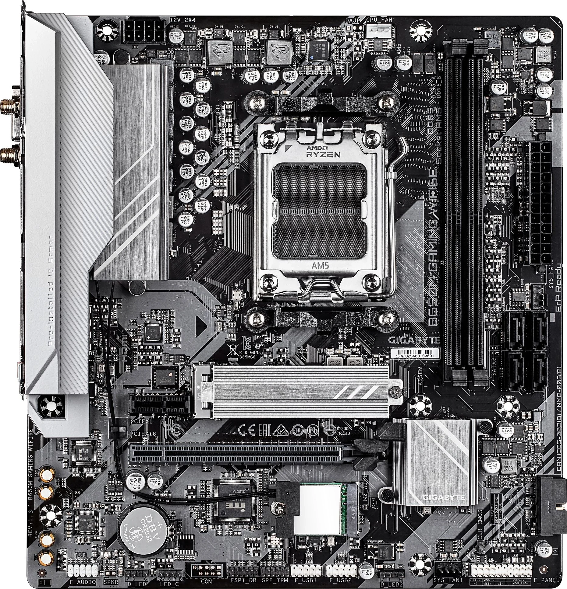 (Поврежденная упаковка) Материнская плата Gigabyte B650M GAMING WIFI6E, AM5, AMD B650, 2xDDR5, 4xSATA, 1xM.2, 1xPCIe 4.0 x16, 1xPCIe 3.0 x1, 1xD-Sub, 1xHDMI (v2.1), 1x2.5Gb LAN, Wi-Fi 6, Bluetooth 5.3, 2xUSB-A 5Gbps, 5xUSB-A 2.0, 3x3.5 мм, 7.1, mATX
