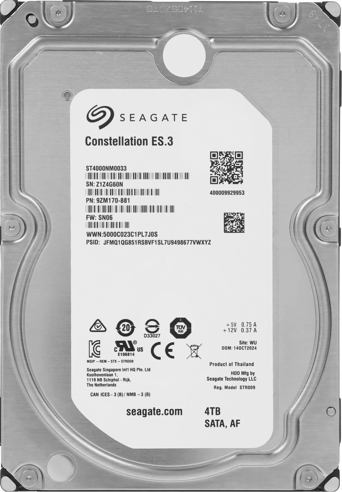 Накопитель 4TB Seagate Constellation ES.3 (ST4000NM0033) {SATA 6Gb/s, 7200rpm, 128mb buffer, 3.5"}