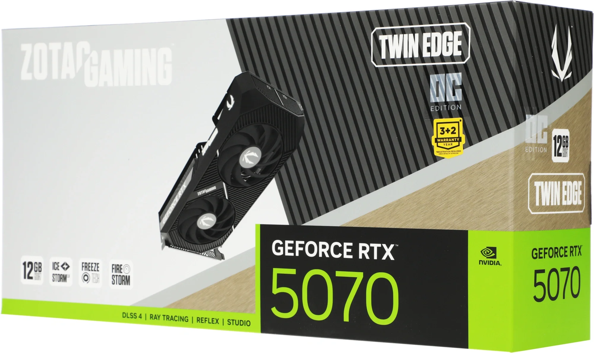 Видеокарта Zotac PCI-E 5.0 RTX 5070 TWIN EDGE OC NVIDIA GeForce RTX 5070 12Gb 192bit GDDR7 2165/28000 HDMIx1 DPx3 HDCP Ret