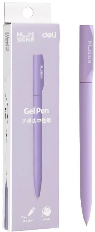 Ручка гелевая Deli Nusign NS552VIOLET фиолетовый, d=0.5мм, черные чернила, автоматическая