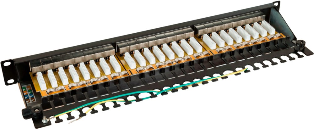Патч-панель Lanmaster LAN-PPi24S5E 19", 1U, Cat 5e, 24 порта RJ45 (8p8c), экранированная, Dual  IDC  (110/KRONE)