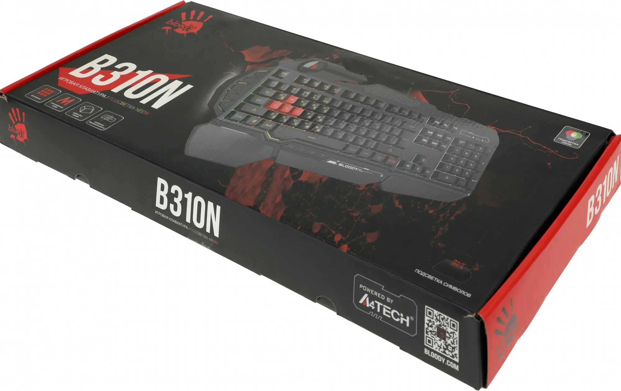 Клавиатура A4Tech B310N черный USB Multimedia for gamer LED (подставка для запястий) кабель 1.8м