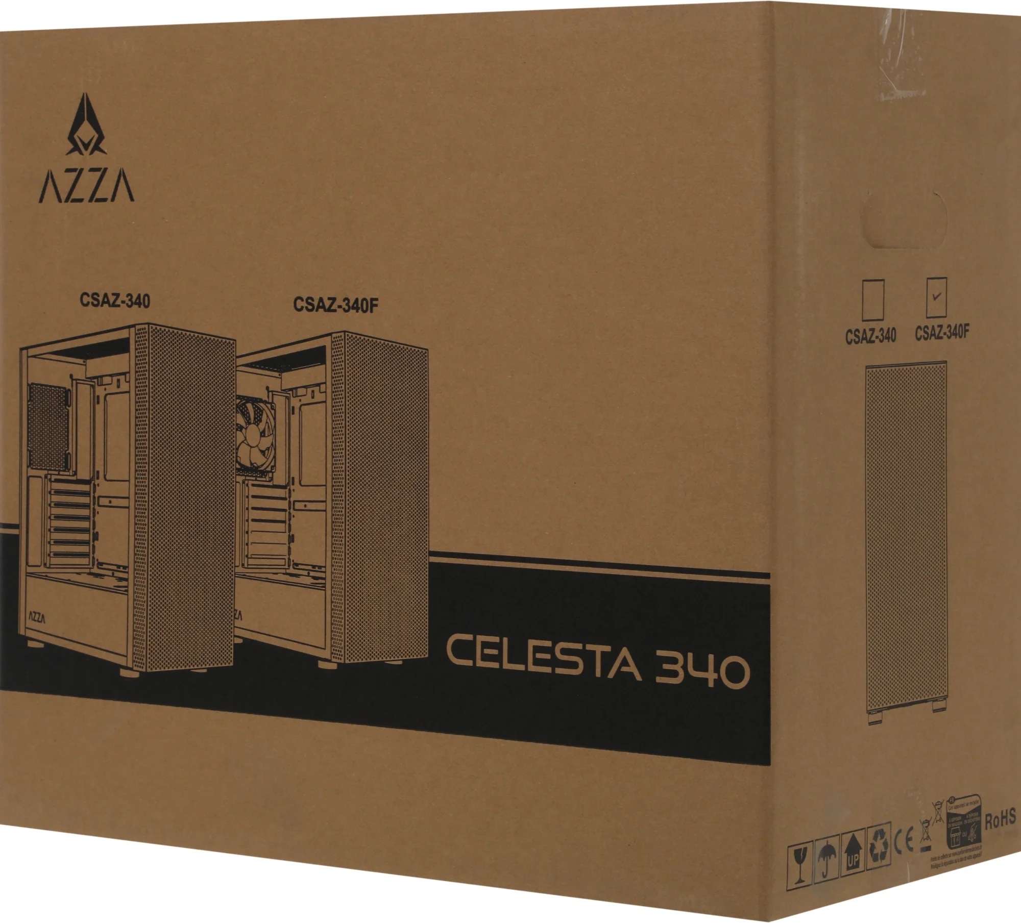 Корпус Azza Celesta F черный без БП ATX 5x120mm 5x140mm 2xUSB2.0 1xUSB3.0 audio bott PSU