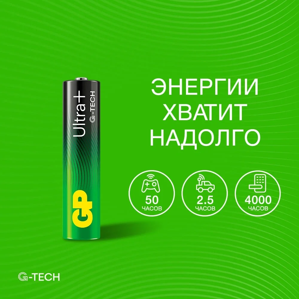 Батарея GP Ultra Plus Alkaline 24AUPA21-2CRSB4 AAA (4шт) блистер