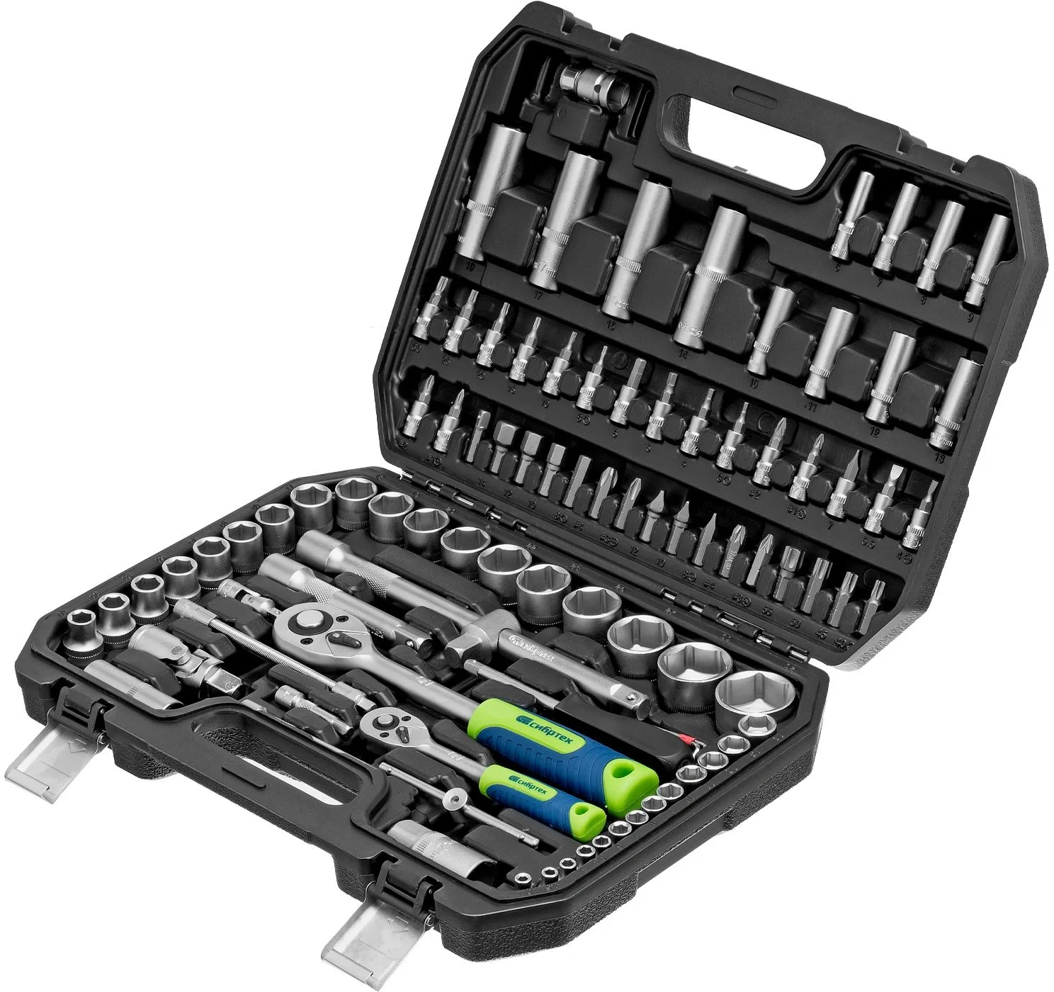 Набор инструментов Сибртех 13388 1/2", 1/4", пластиковый кейс, 94 предмета