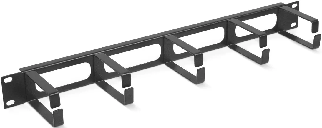 JB08-1U-BK Организатор коммутационных шнуров Cabeus 19" 1HU 44х483 мм (ВхШ) кольцевого типа цвет: чёрный (5 колец размером 80 х 44 мм (± 05 мм))