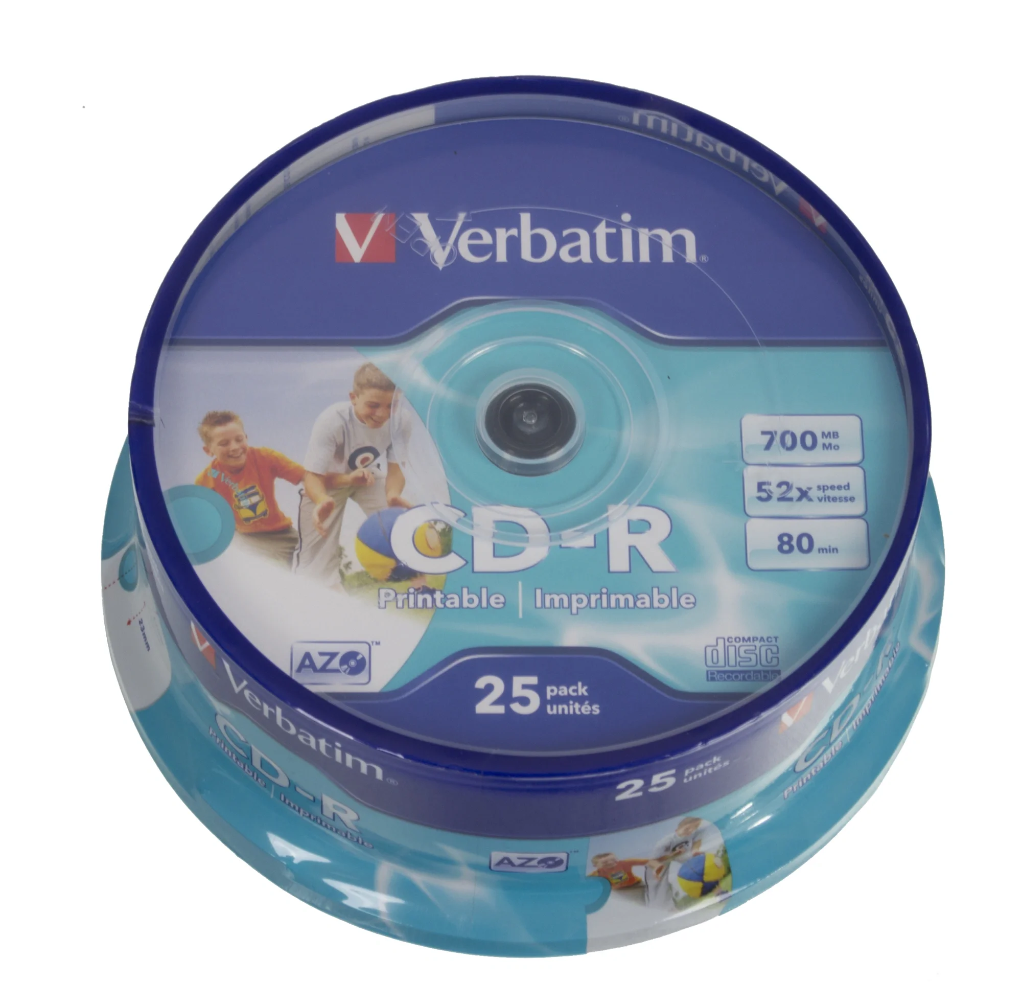 Verbatim  Диски CD-R 25 шт.   Printable InkJet, 52-x 700Mb, Cake Box (43439)