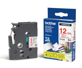 Картридж ленточный Brother TZE232 красный на белом 12x8 для Brother P-Touch