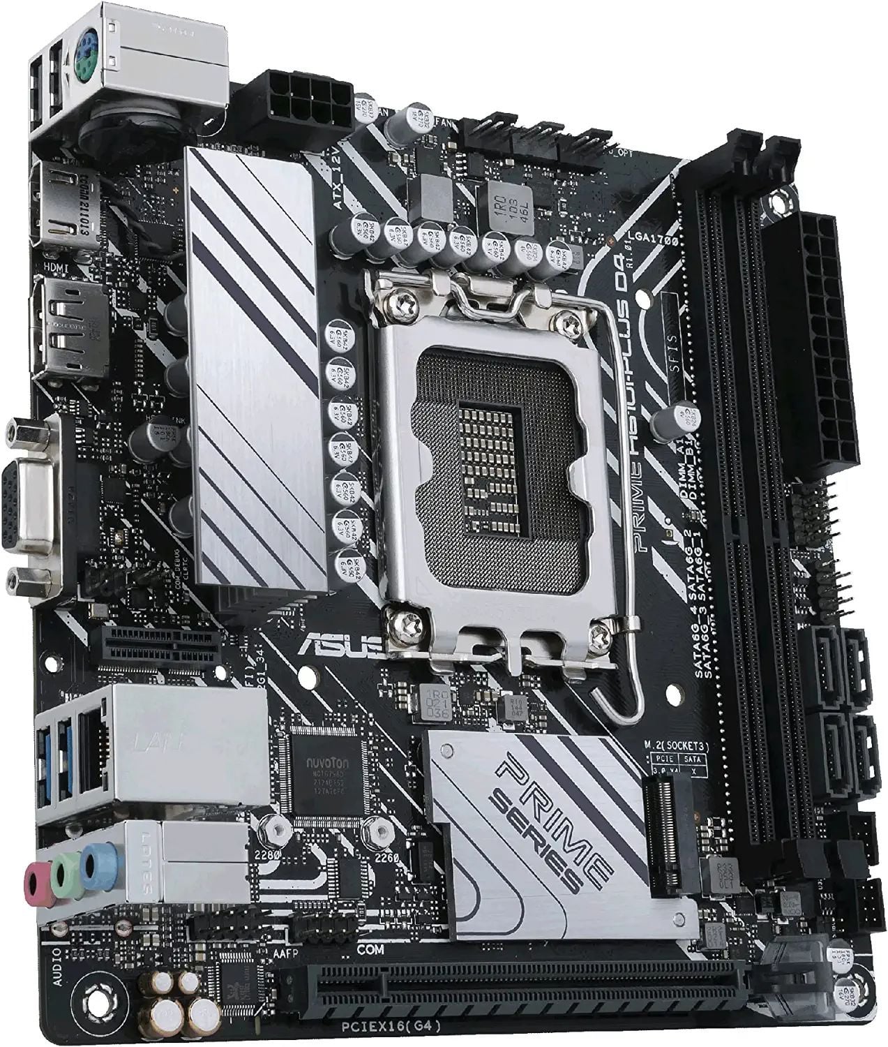 Материнская плата ASUS PRIME H610I-PLUS D4-CSM, LGA 1700, Intel H610, 2xDDR4, 4xSATA, 1xM.2 PCIe 3.0 x4, 1xPCIe 4.0 x16, 1xHDMI, 1xDP, 1xVGA, 2xUSB-A 3.2 Gen 1, 2xUSB-A 2.0, 1x 1Gb LAN, 3x3.5 мм, 7.1, Mini-ITX