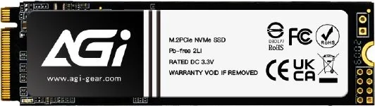 Накопитель SSD AGI AI198, 256Gb, PCIe 3.0 x4, M.2 2280, NVMe, R/W 1950/1200