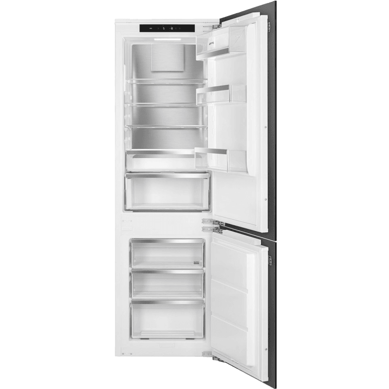Встраиваемый холодильник SMEG/ Встраиваемый холодильник SMEG, комбинированный, полный NoFrost, дисплей, LED подсветка, инверторный компрессор, конвекция, электронный контроль температуры, полезный объем 244 л, энергоэффективность D, цвет белый
