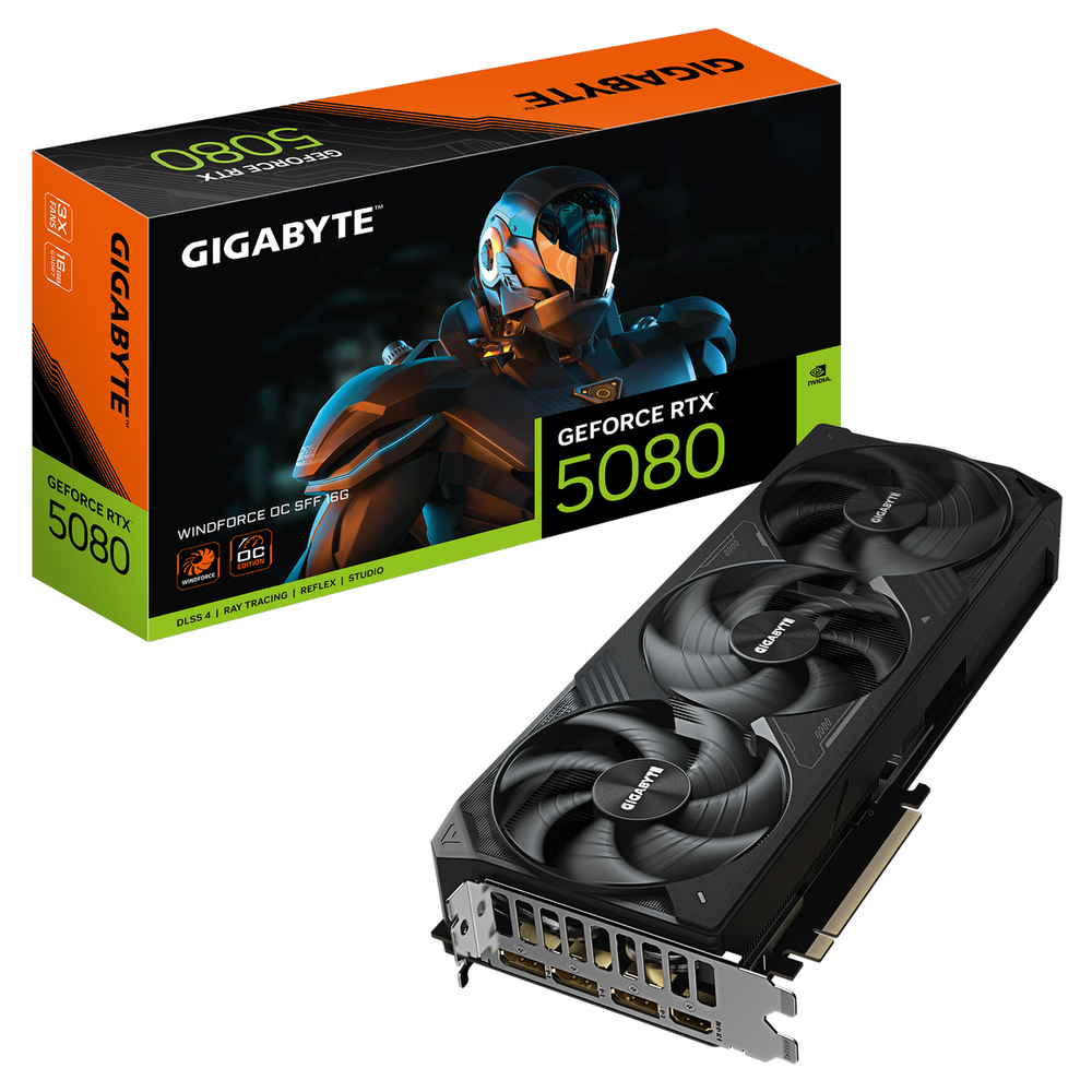 Видеокарта Gigabyte Bad Pack RTX5080 WINDFORCE OC SFF 16GB GDDR7 256bit 3xDP HDMI 3FAN RTL bp