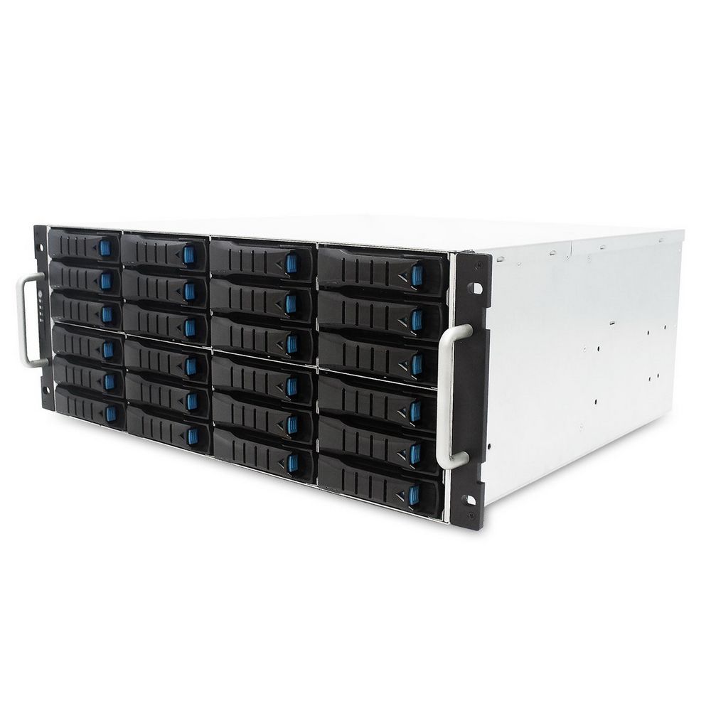 Корпус AIC XJ1-40244-02 J4024-04-35X, 4U 24 x 3.5" hot-swap bays, hot-swap JBOD with dual SAS 12G expander controller dual BMC, tool-less HDD tray, 550W 1+1 hot-swap redundant 80+ platinum, tool-less rail kit (35X series), with 24pcs colored 3.5" trays in 199C