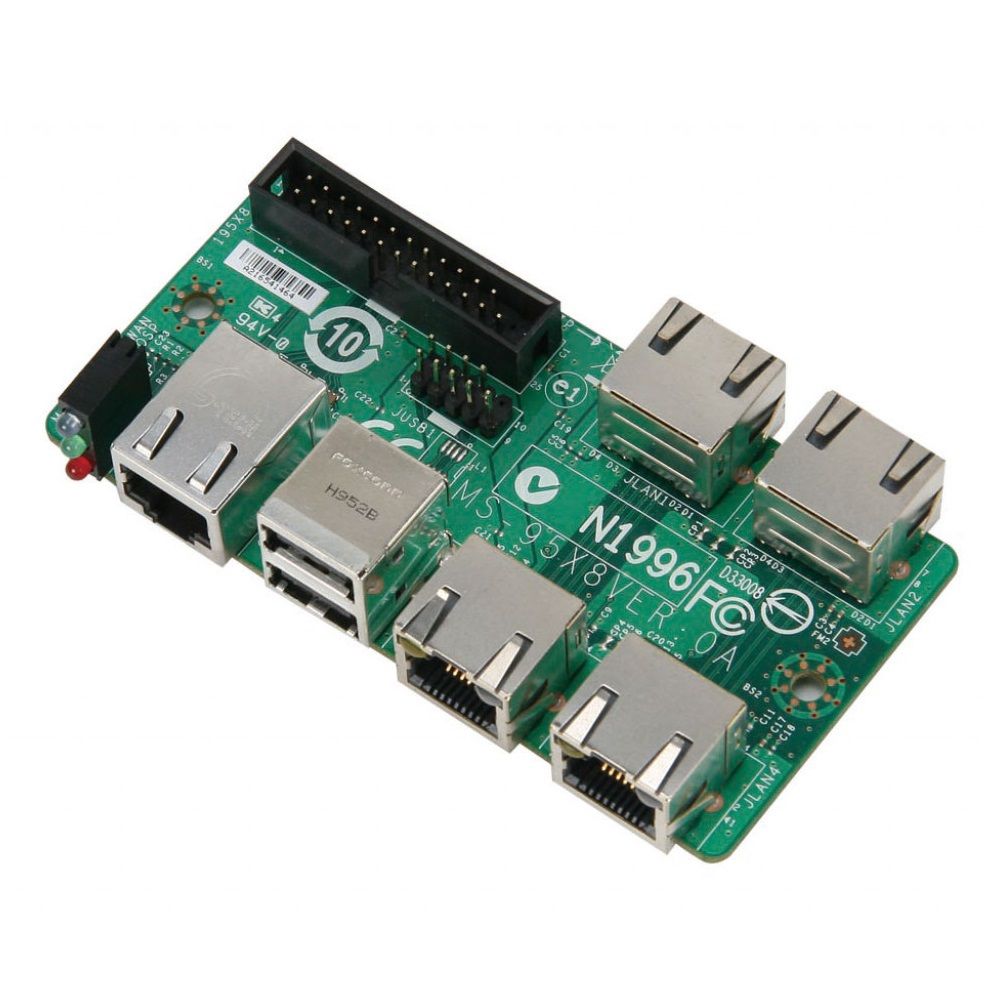 Сетевой адаптер MSI MS-95X8 (609-95X8-010) Дочерняя плата с  LED, 4x GBe LAN, 1x COM port, 2x USB 2.0