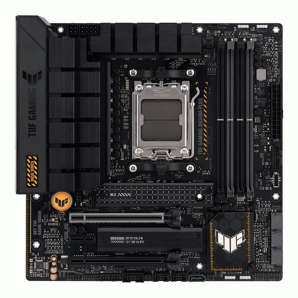 Материнская плата ASUS TUF GAMING B650M-PLUS, AM5, AMD B650, 4xDDR5, 4xSATA, 2xM.2, 1xPCIe 4.0 x16, 1xPCIe 4.0 x4, 1xDP, 1xHDMI, 1x 2.5Gb LAN, 4xUSB-A 3.2 Gen 2, 1xUSB-A 3.2 Gen 1, 1xUSB-C 3.2 Gen 2x2, 5x3.5 мм, 7.1, mATX