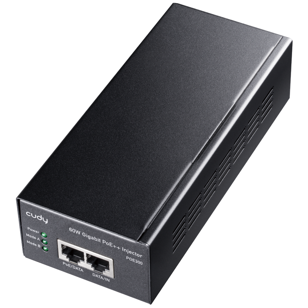 PoE-адаптер CUDY 60W Gigabit PoE+/PoE Injector, 802.3at (60W)/802.3af Standard, Data and Power Carried over The Same Cable Up to 100 Meters, Wall Mount, Metal Case (POE300)