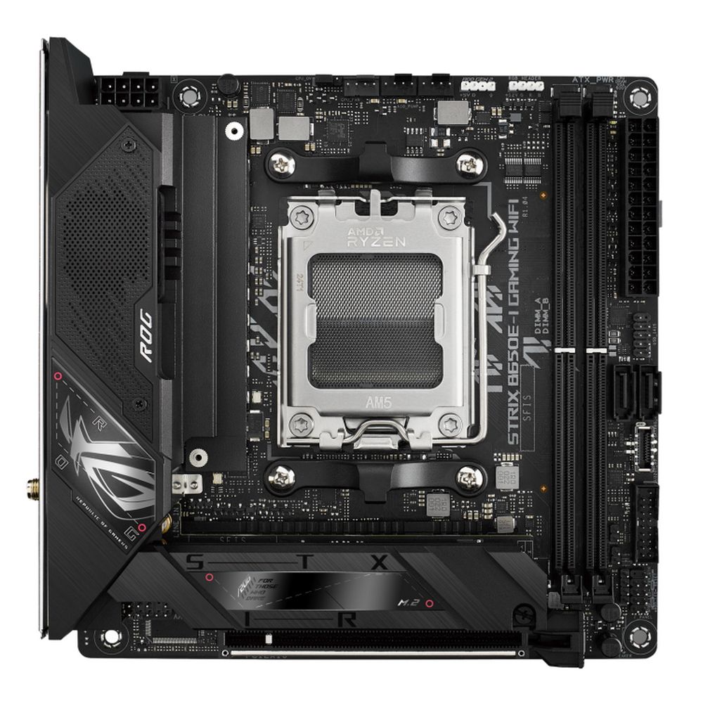 Материнская плата ASUS ROG STRIX B650E-I GAMING WIFI, AM5, AMD B650E, 2xDDR5, 2xSATA, 2xM.2, 1xPCIe 5.0 x16, HDMI, 1x2.5Gb LAN, USB Type-C, 3x3.5 мм, 7.1, mini-ITX