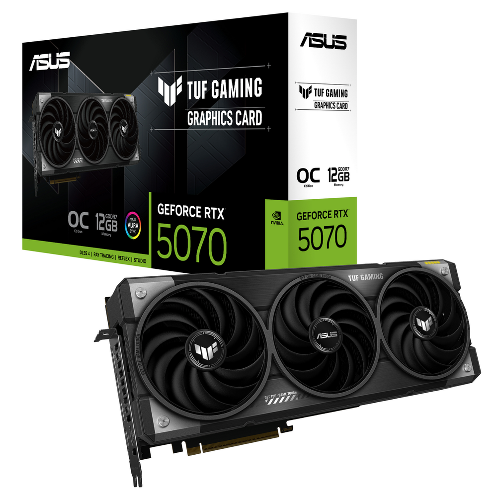 Видеокарта ASUS NVIDIA GeForce RTX 5070 TUF-RTX5070-O12G-GAMING 12ГБ Gaming, GDDR7, OC, Ret 90YV0LZ0-M0NA00