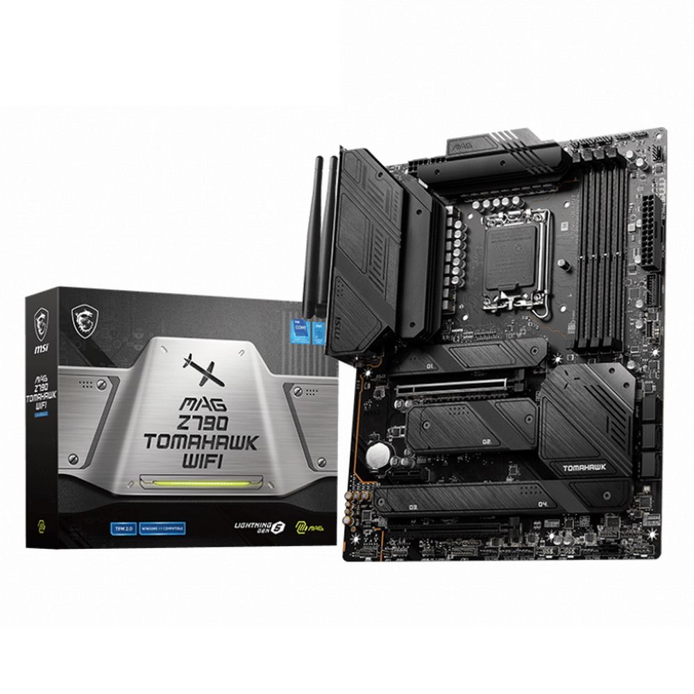 Материнская плата MSI Bad Pack MAG Z790 TOMAHAWK WIFI Z790, LGA1700, 4*DDR5, 2*PCIEx16, 1*PCIEx1, 4*M.2, 3*TypeC, 4*USB3.2Gen2, 6*USB3.2Gen1, 4*USB2.0, 7*SATA3.0, 2.5G, DP, HDMI, ATX, RTL