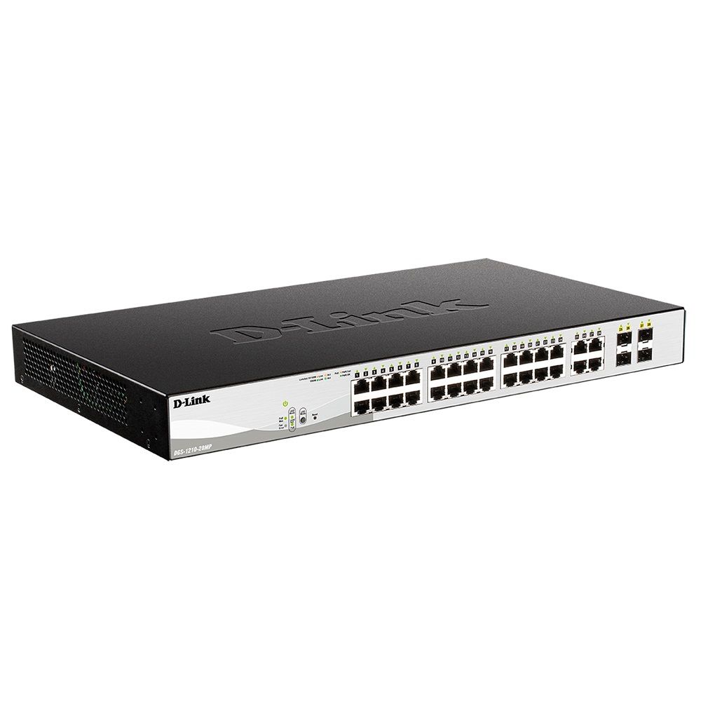 Коммутатор D-Link DGS-1210-28MP/F4A, L2, 24×1GbE PoE, 370W, 4×Combo SFP