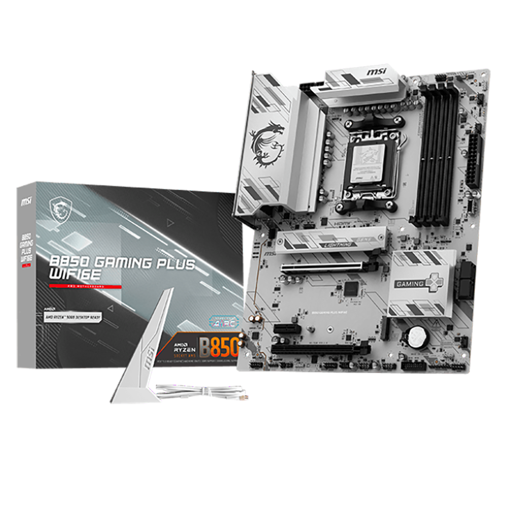Материнская плата MSI Bad Pack B850 GAMING PLUS WIFI6E B850, AM5, 4*DDR5, 2*PCIEx16, 1*PCIEx1, 2*M.2, 2*TypeC, 3*USB3.2Gen2, 6*USB3.2Gen1, 4*USB2.0, 4*SATA3.0, 2.5G, DP, HDMI, ATX, RTL bp