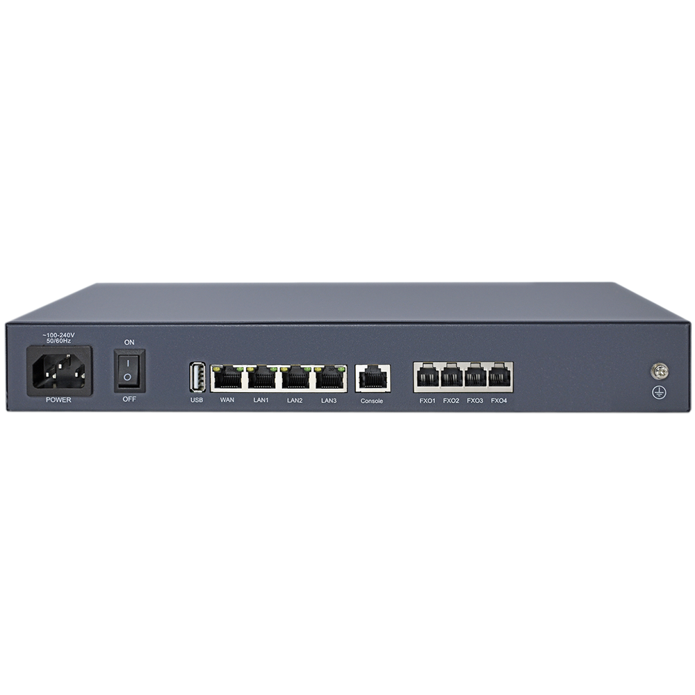 Телефонная станция (УПАТС) 3Com W&T-NS100 порты: 1*WAN,3*LAN*1000Mb/s, 4FXO, USB2.0, консольный порт 1*RJ45  До 100SIP-пользователей, 100SIP-транков.