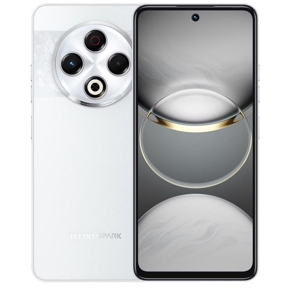 Смартфон Tecno Spark 30 256Gb 8Gb серебристый моноблок 3G 4G 2Sim 6.78" 1080x2436 Android 14 64Mpix 802.11 a/b/g/n/ac NFC GPS GSM900/1800 GSM1900 Protect FM A-GPS microSD max1024Gb