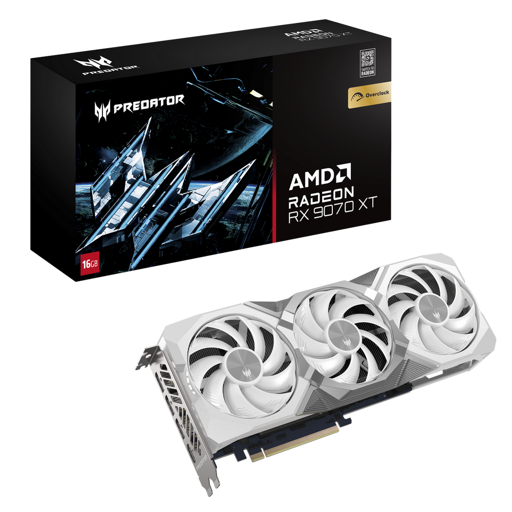 Видеокарта Acer RX9070XT PREDATOR BIFROST WHITE OC 16Gb GDDR6 256bit 3xDP HDMI 3FAN RTL