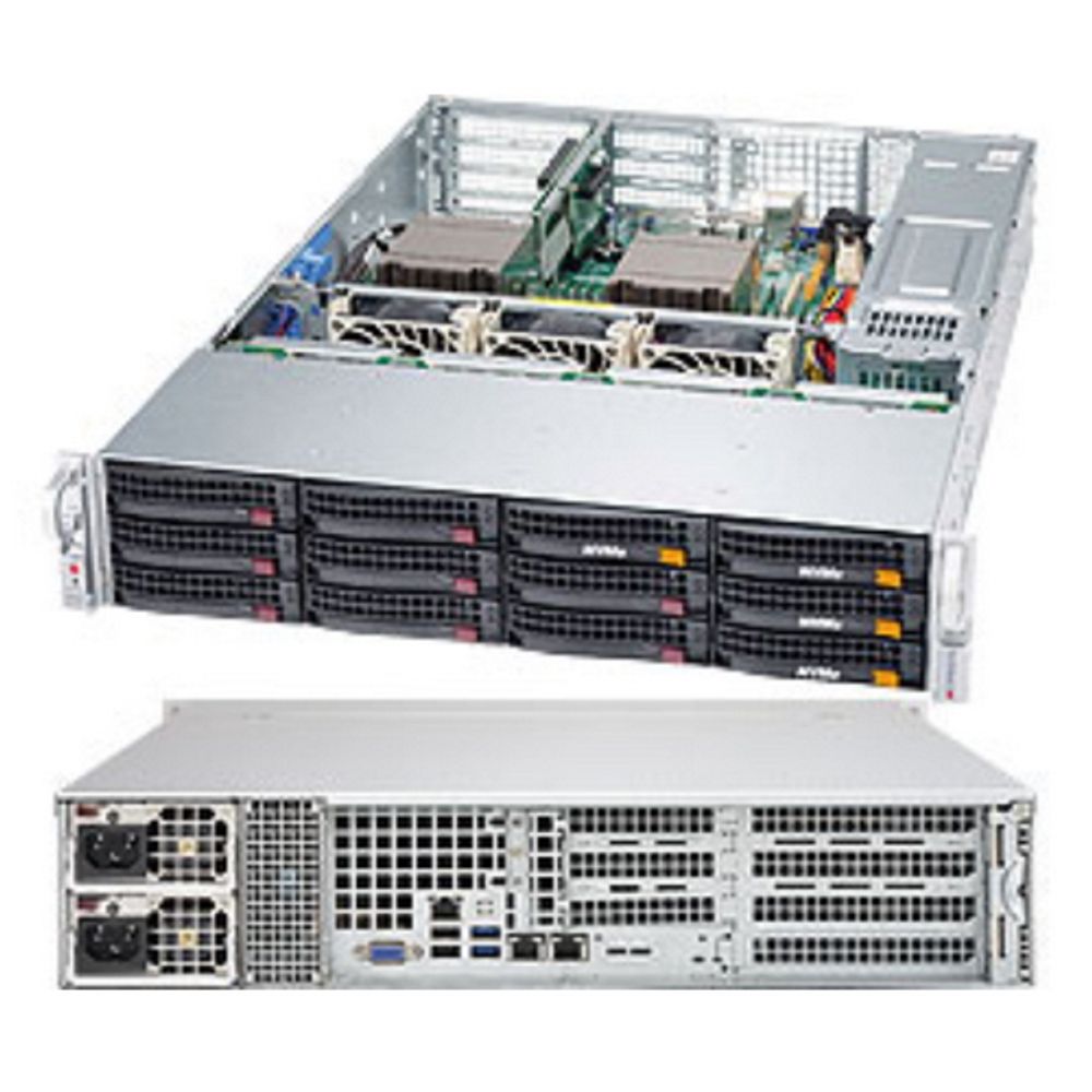 Платформа системного блока SuperMicro SYS-6028R-TDWNR 2U Rackmount X10DDW-iN CSE-826BAC4-R920WB 16x 288-pin DDR4 DIMM slots 8x SATA3 I-SATA 4 & I-SATA 5 support SATA DOM 3x USB 3.0 ports 4x USB 2.0 ports 1x VGA port 1 PCI-E 3.0 x16 slot 2 PCI-E 3.0 x8 slots 1 PCI-E 3.0 x8 slots